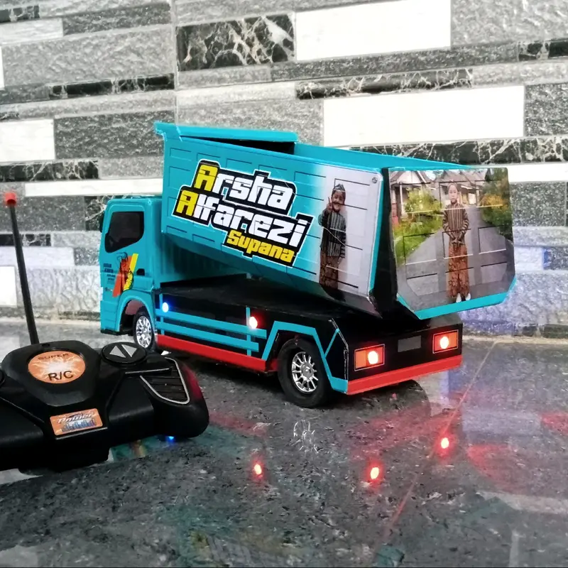 Truk Mainan anak remot control Miniatur dump truk Bak Lampu 2