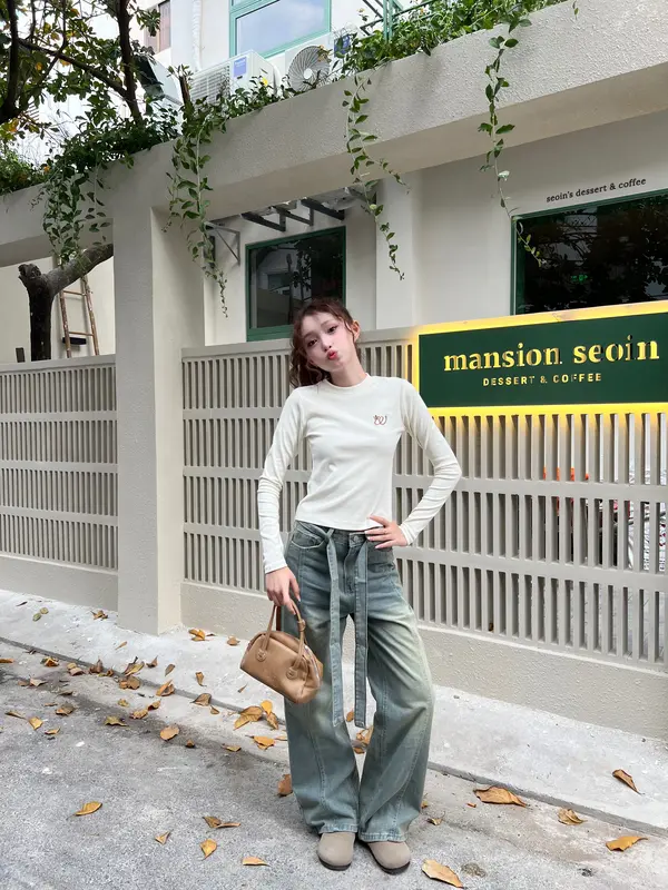 TAMI PANTS - Q19 Quần jeans nữ ống đứng phối thắt lưng Wepretty Clothes wide straight jeans 7