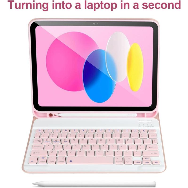 Product Introduction of Keyboard Protective Case with Pen Slot, 1 Count Detachable Keyboard Protective Cover with Mouse, Tablet Accessories for iPad 10th Gen 2022 10.9inch 3