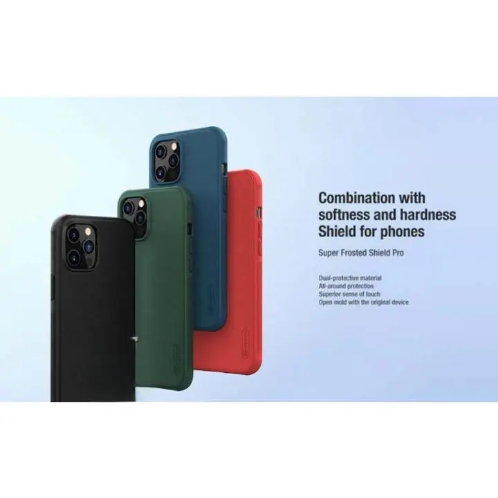 Ốp nhựa cứng dạng sần Nillkin bảo vệ mặt lưng điện thoại iPhone 12, 12 Pro, 12 Pro Max Kem