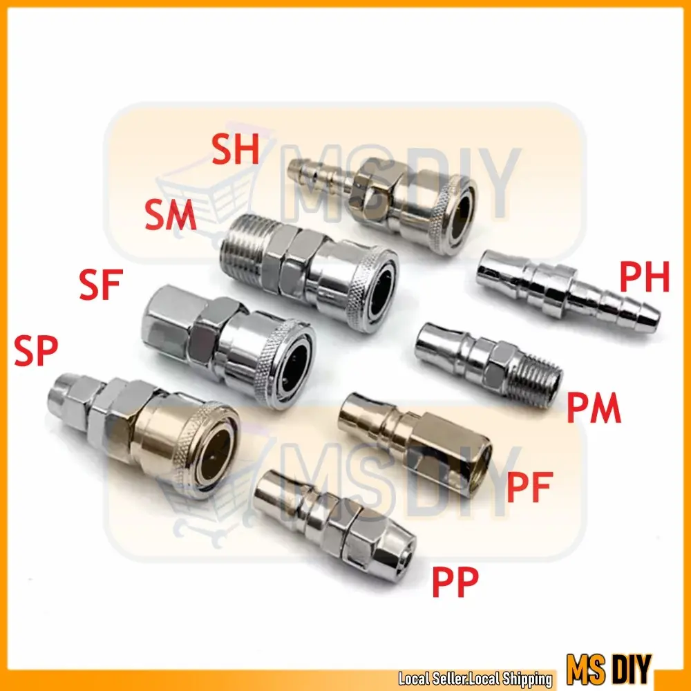 1/4" 3/8" 1/2" Quick Release Coupler Connector Air Line Hose Coupling Compressor Socket Fitting SH SF SM SP PH PF PM PP
