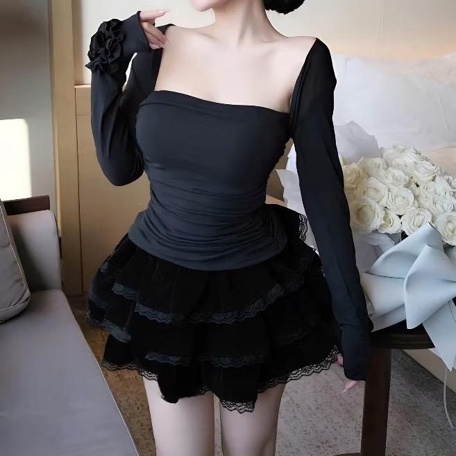 Chân Váy Nhung Tầng phối Ren Bigsize