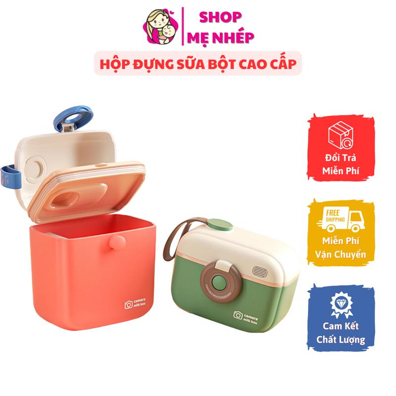 Hộp đựng sữa bột, đựng đồ khô hình Camera, Vương Miện cao cấp loại 230g và 430g (có thể tiệt trùng)