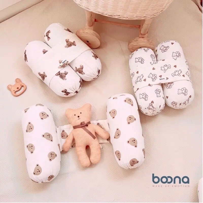 Bộ Chặn Bông tránh giật mình Cho Bé Sơ Sinh Kèm Gối Xô Lõm Chống Méo Bẹt Đầu Boona 6