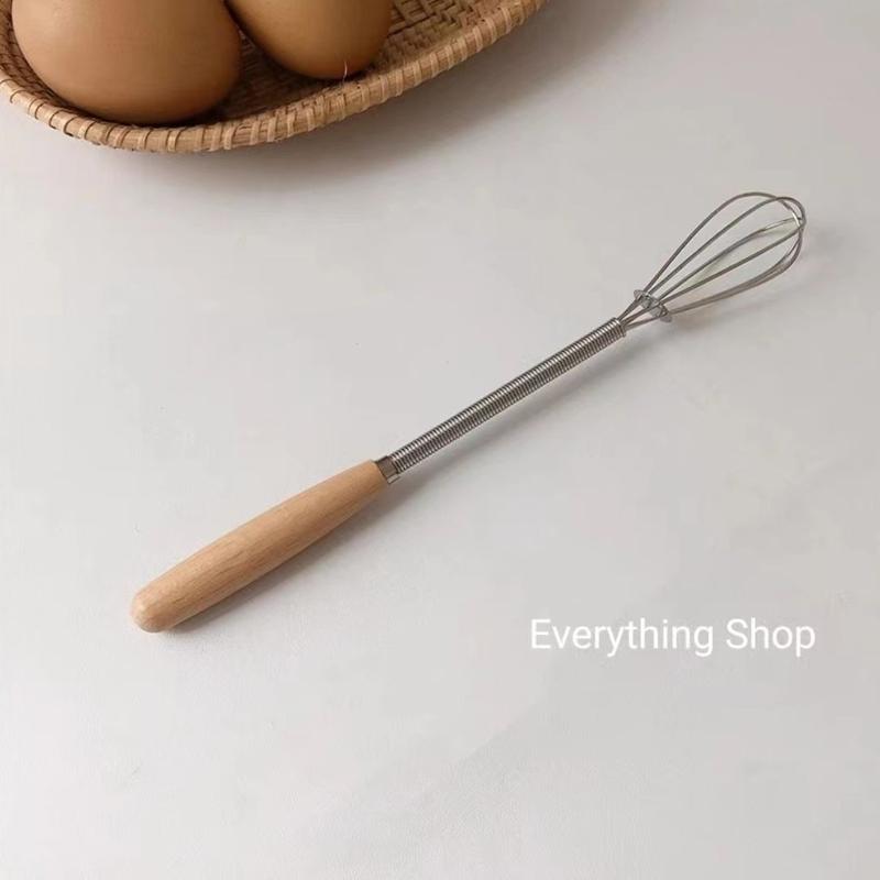 Product Introduction of Solid Wood Handle Mini Whisk Cream Butter Stirrer Stainless Steel Household Mixing Stick Restaurant Kitchen 4
