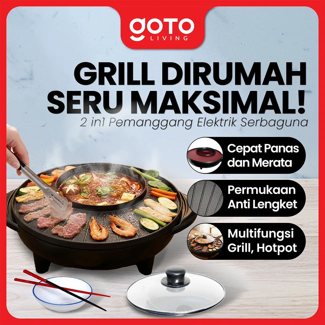 Goto [COD] Niku Electric Grill Bbq Hot Pot Pemanggang Panggangan Elektrik