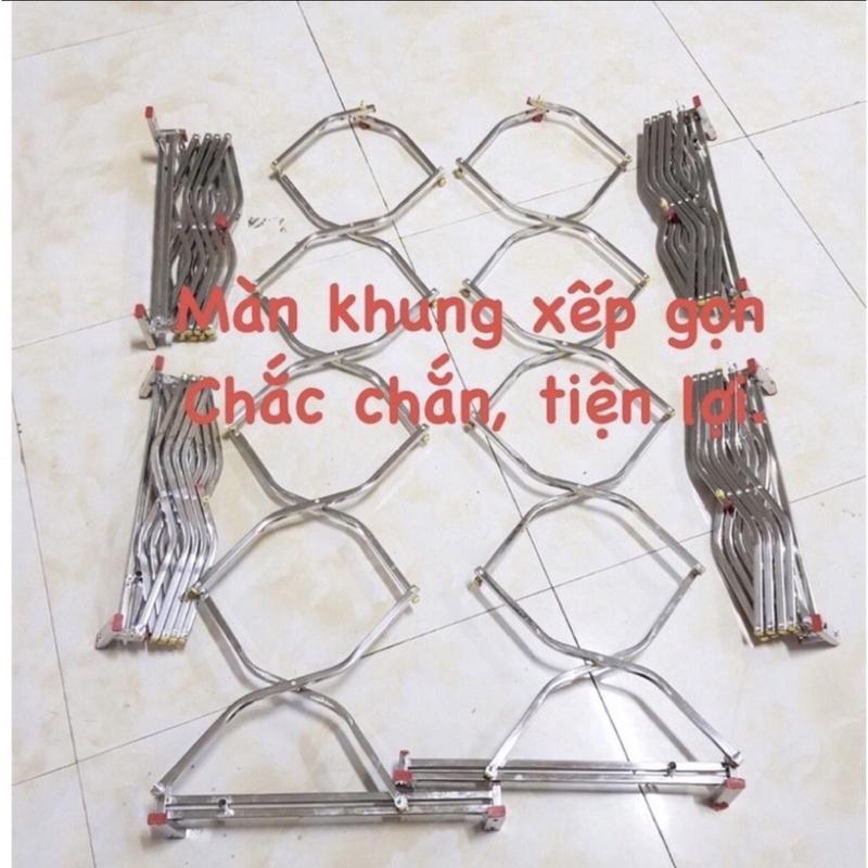 Khung màn INOX xếp gọn khoan tường thông minh - Khung màn INOX Tiến Đạt đủ size kèm thanh suốt 4