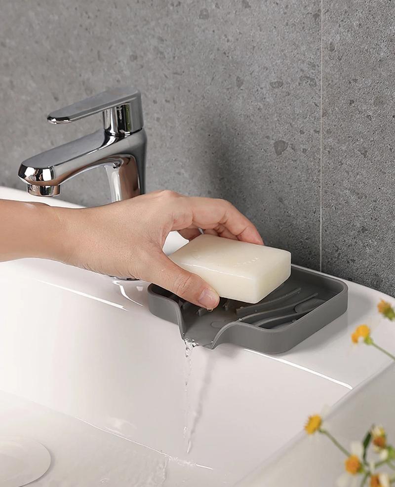 Product Introduction of Self Draining Soap Bar Holder Silicone Kitchen Sink Soap Dish Sponge Tray Counter Caddy Organizer for Dish Soap Dispenser 18