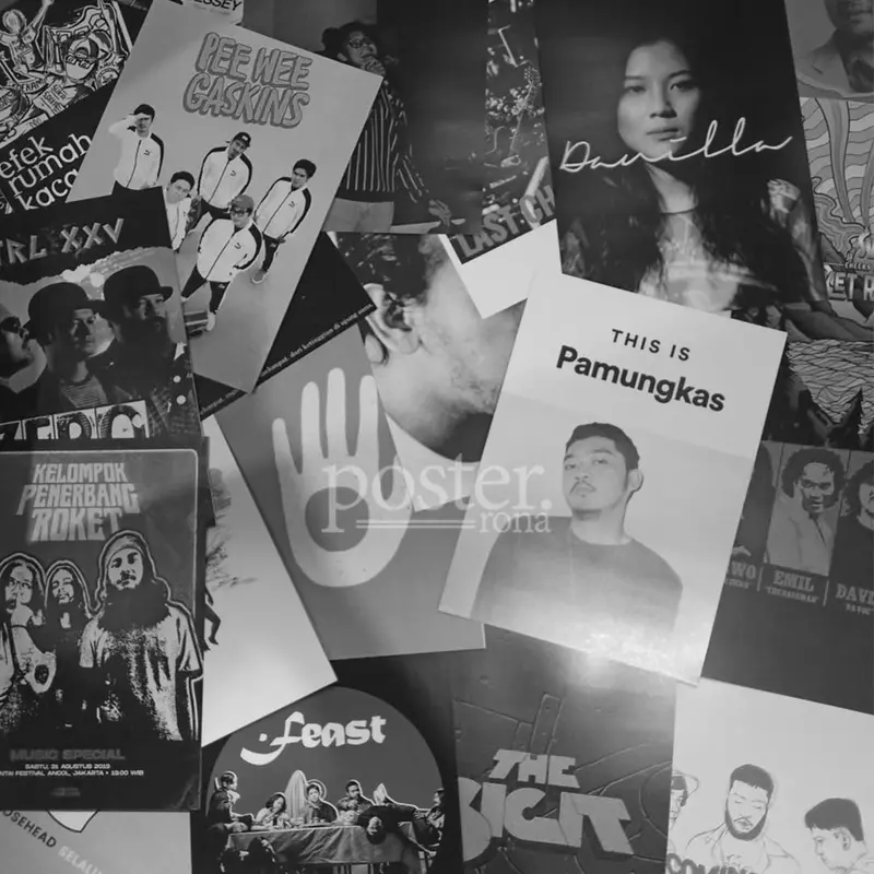 [50 PCS] Poster Stiker Monochrome Band Rock/Metal/Punk/Hardcore/Skinhead - Kertas Art Album Series Polaroid 4