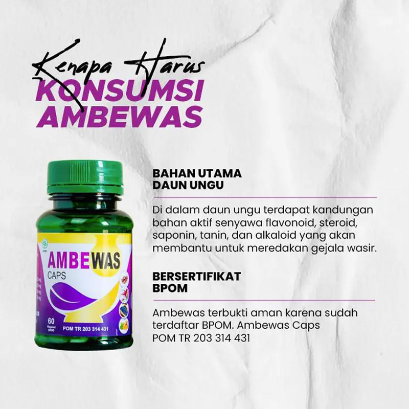 Ambewas Caps Membantu Meringankan Gejala Ambeien / Wasir Makkata Ambewas Kapsul Asli BPOM 4