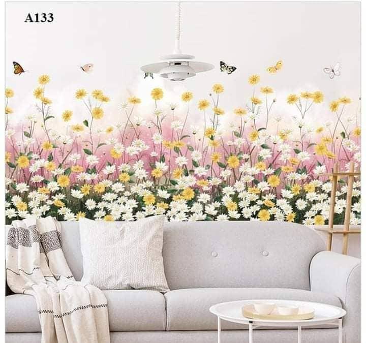 decal dán tường 3d, decal dán chân tường hoa 3d 2