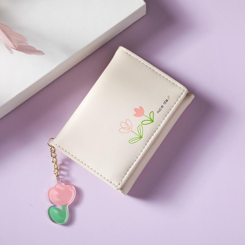  Ví Túi Tiền Lẻ Thiết Kế Hoa Tulip Đơn Giản Và Tươi Mới Dành Cho Nữ Nhỏ Và Tinh Tế Thích Hợp Cho Học Sinh Có Thể Thay Đổi 