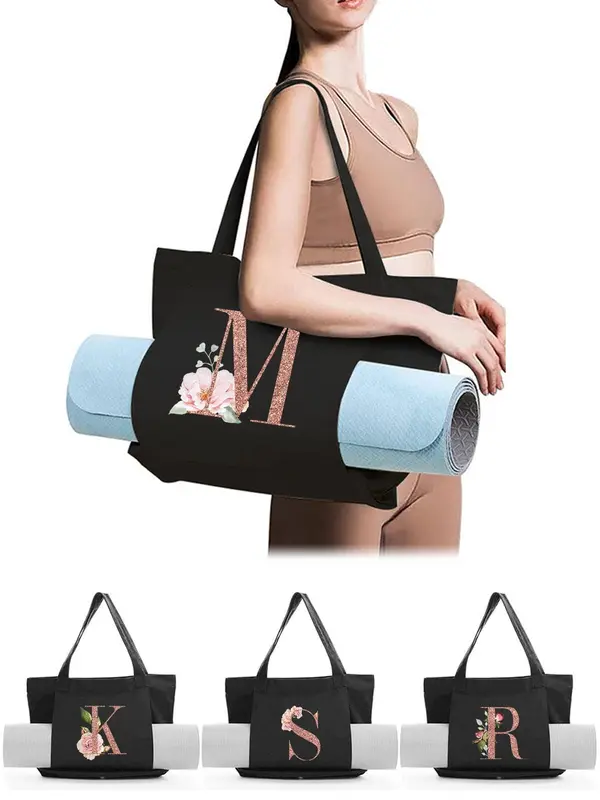 Letter Pattern Yoga Mat Storage Tote Bag, Large Capacity Sports Bag, Outdoor Sports Yoga Mat Storage Bag, Fitness Yoga Accessory Organizer 0