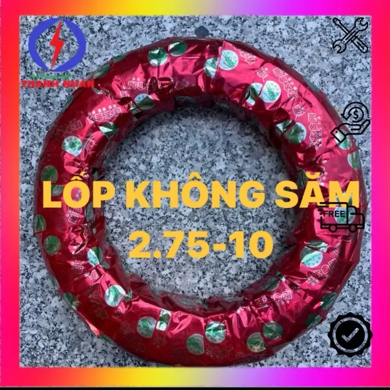 Lốp Không Săm 2.75-10 Bánh 10 inch Xe Đạp Điện VC VO K1, Vỏ Không Ruột Moka Phụ Tùng Xe Điện 0