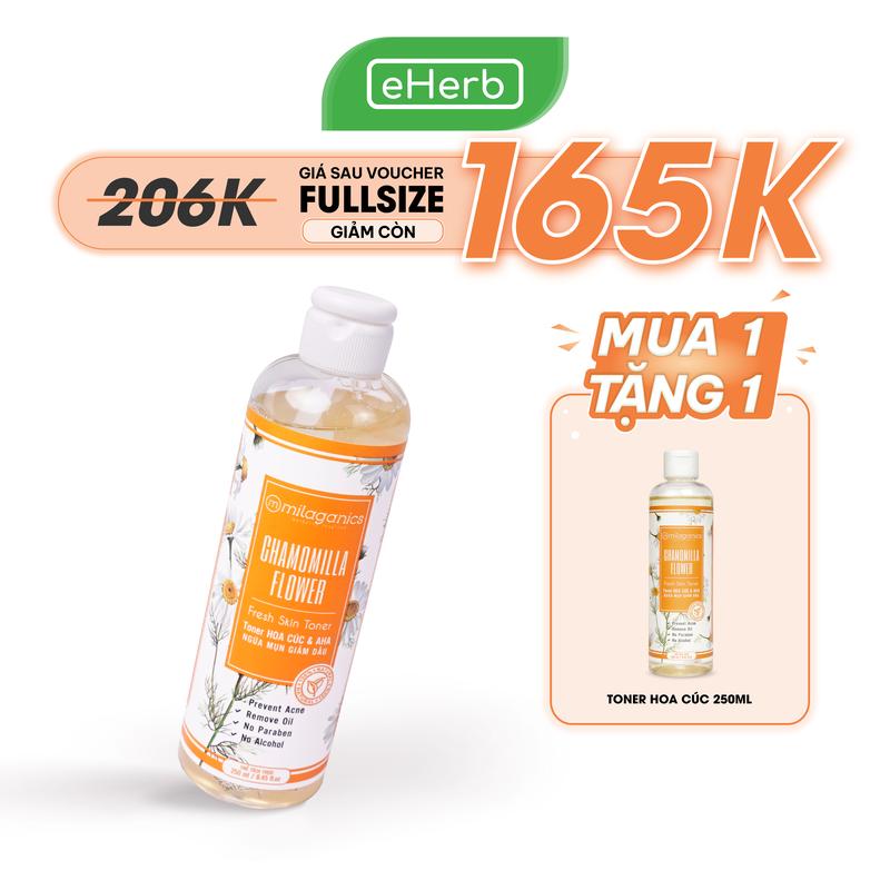 [MUA 1 TẶNG 1] Toner Hoa Cúc AHA 5% MILAGANICS EHERB - Nước Hoa Hồng Cho Nam Hỗ Trợ Giảm Mụn, Cấp Ẩm Phục Hồi Nước Cân Bằng Da Nam Nữ Unisex Toner Da Dầu Mụn Ẩn Skincare Dưỡng Ẩm Da Khô Dưỡng Da Mặt Chăm Sóc Da Mỹ Phẩm Cosmetics Tinh Chất Làm Đẹp Da