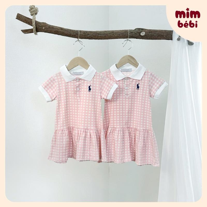 Product Introduction of Váy đuôi cá cổ bẻ caro hồng pastel hình thêu xinh yêu dành cho bé gái từ 10-20kg 3