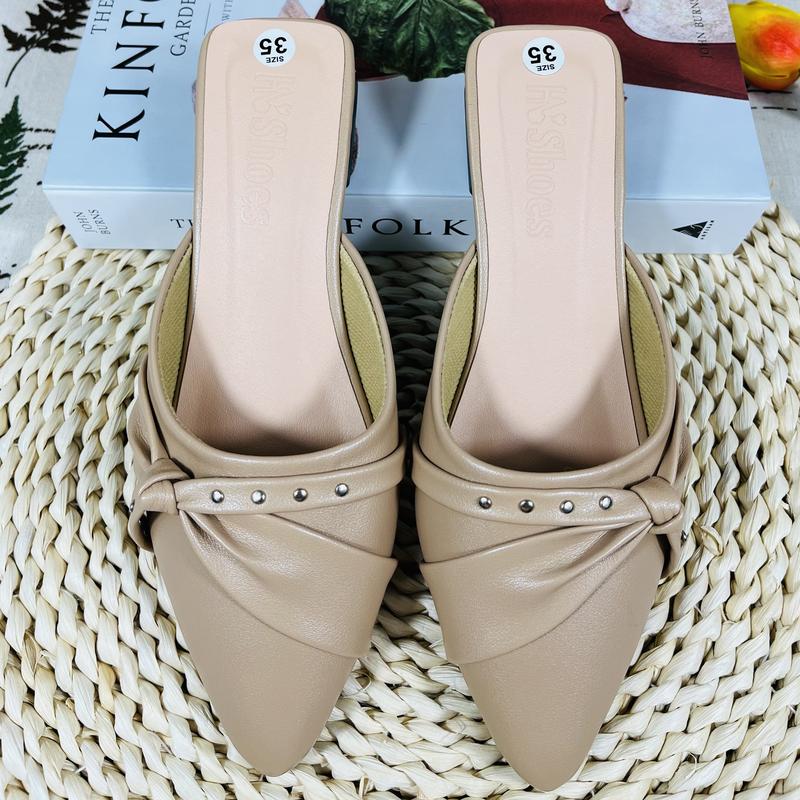 HN-01 Sục 3P Nơ Ú Dép Nữ Chuẩn Size Êm Chân - Hạnh Nguyên Shoes DéP Jean Nữ Len Len 4