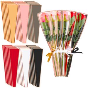 Bolsa con mangas rosas, juego de 50 piezas; bolsa impermeable para ramo de flores como regalo; suministros para arreglo floral para bodas, graduaciones, cumpleaños y decoración de fiestas.