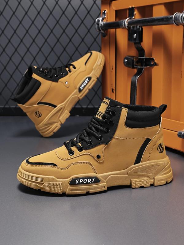 Men's Sporty Lace Up Hiking Boots, Casual Comfortable Hiking Shoes, Fashionable Non-slip Outdoor Sports Shoes for Men 4