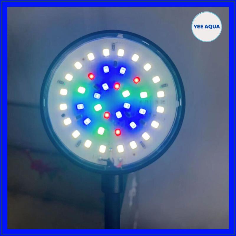 Đèn Kẹp Tròn WRGB QLV6-QLV8 Cổng USB Điều Chỉnh 360 Độ, Chế Độ Đổi Màu RGB Cho Bể Cá, Bể Thủy Sinh den  zaqua