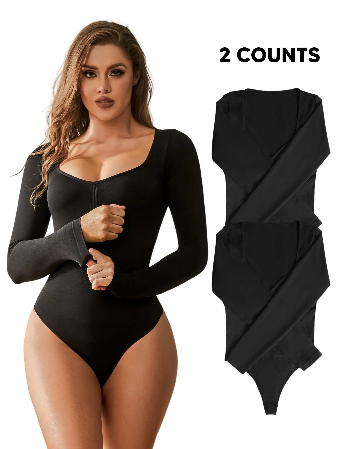 Women's Solid Long Sleeve Bodysuit, Casual Comfy Sweetheart Neck Bodysuit for Fall & Winter, Valentine's Day Gift, Ladies Clothes for Daily Wear