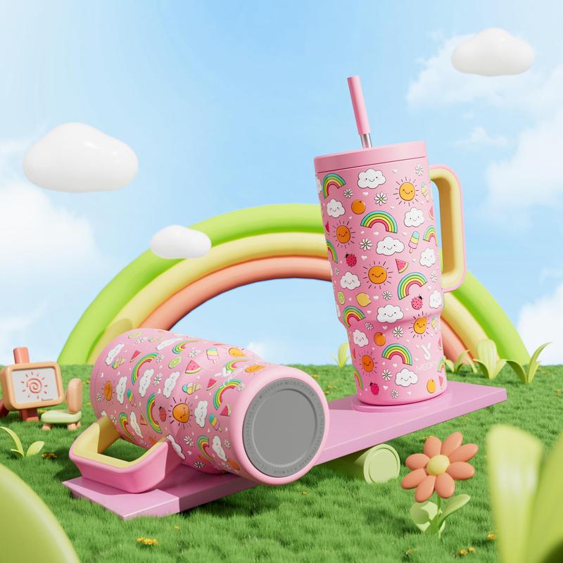 24oz Stainless Steel Vacuum Flask, Leakproof Water Bottle with Straw & Handle, Drinking Cup for Home Office School Car, Drinkware 4