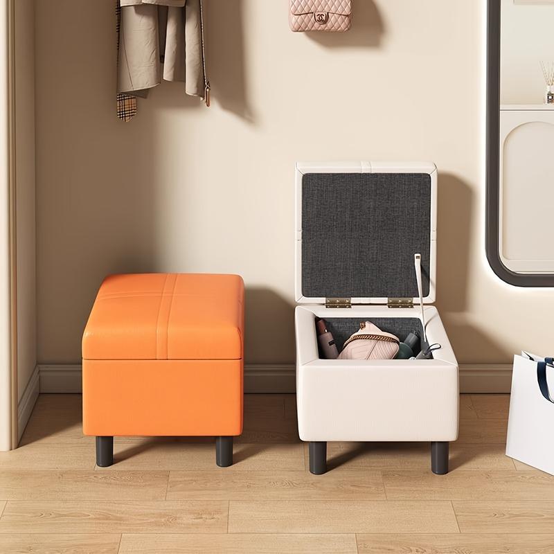 Fashion Style Wooden Storage Bench with Cushioned Seat - Multifunctional Home Storage Stool, Sofa-Level Comfort, Fashionable Shoe Changing Chair, Essential for Elegant Living 0