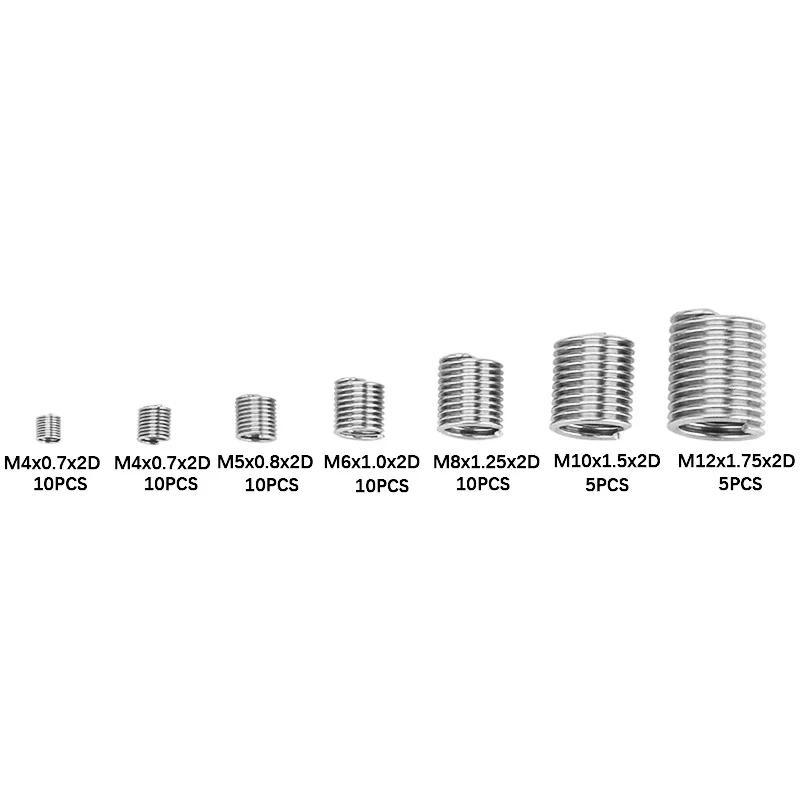 Product Introduction of 60Pcs Wire Thread Insert M3 M4 M5 M6 M8 M10 M12 Fastening Thread Insert Stainless Steel Spiral Wire Screw Sleeve Wear Repair Kit 33