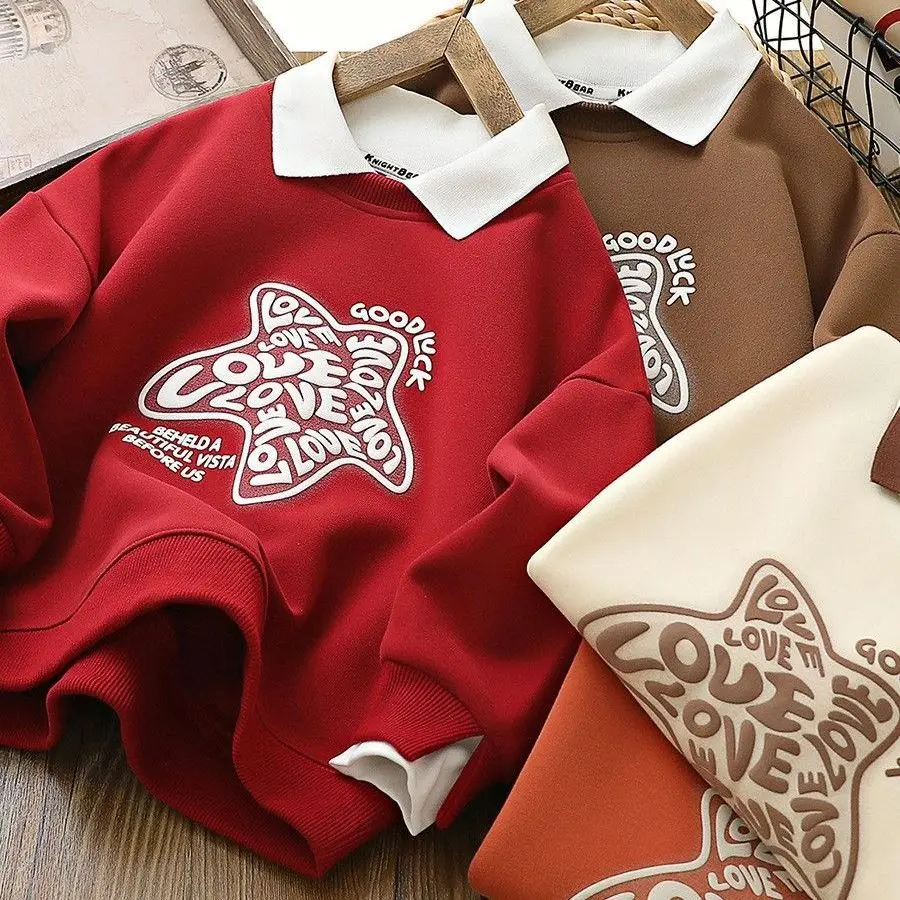 Áo Hoodie Bé Trai, Quần Áo Mùa Xuân, Hàng Mới Về 2024, Áo Cổ Polo Cho Trẻ Em, Áo Polo Phong Cách Phương Tây, Dành Cho Bé Trai Trung Bình Và Lớn, Áo Dài Tay, Thích Hợp Cho Mùa Xuân Và Mùa Thu