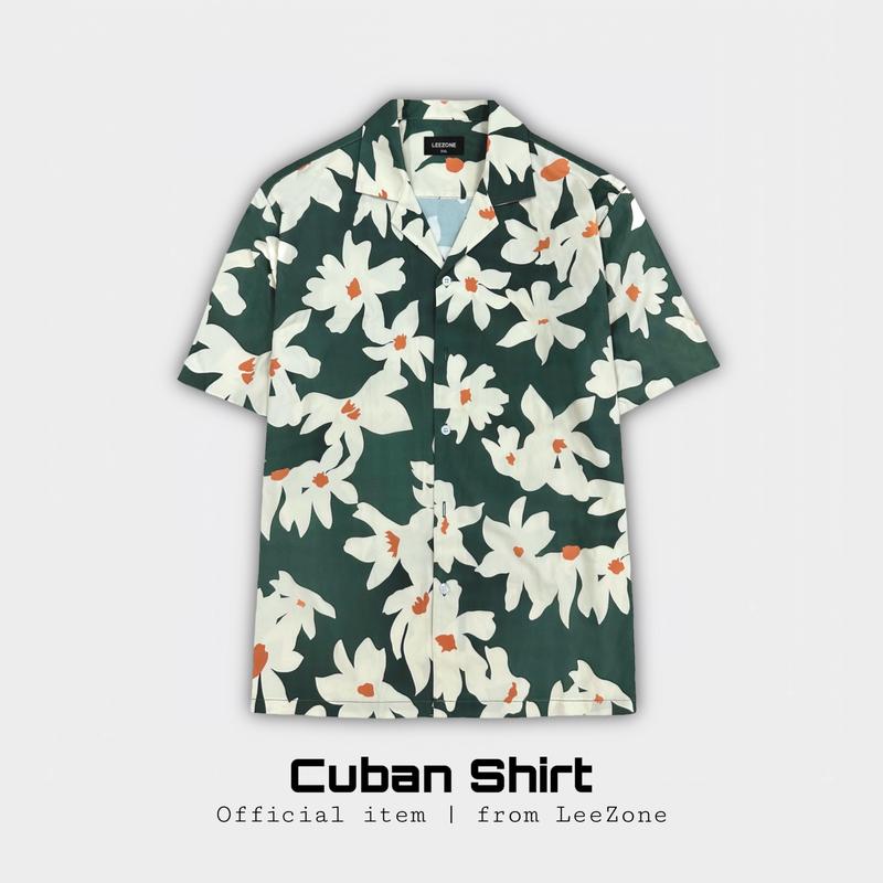Sơ mi Hoa Cúc | Áo sơ mi lụa Cuban LeeZone form rộng Menswear Nam