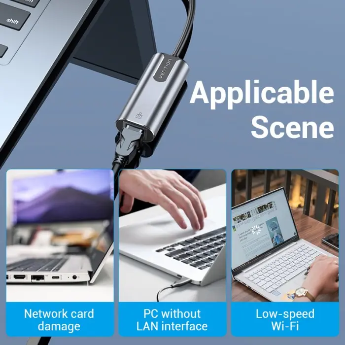 VENTION USB Type C to LAN RJ45 Gigabit Ethernet Adapter Aluminum Alloy 2