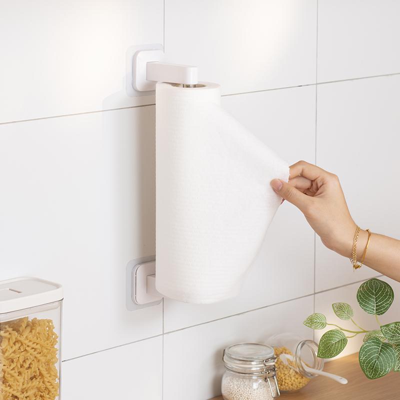 Kitchen Roll Holder, 1 Count Self Adhesive Wall Mounted Tissue Holder, Durable Storage Rack for Kitchen Bathroom, Home Organizer 5