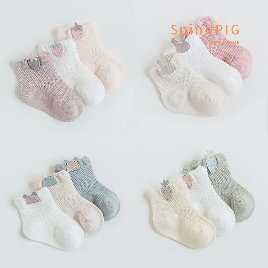 Set 3 đôi tất cho bé từ 0-3 tuổi xuất Hàn cao cấp cực xinh chất liệu cotton thoáng khí