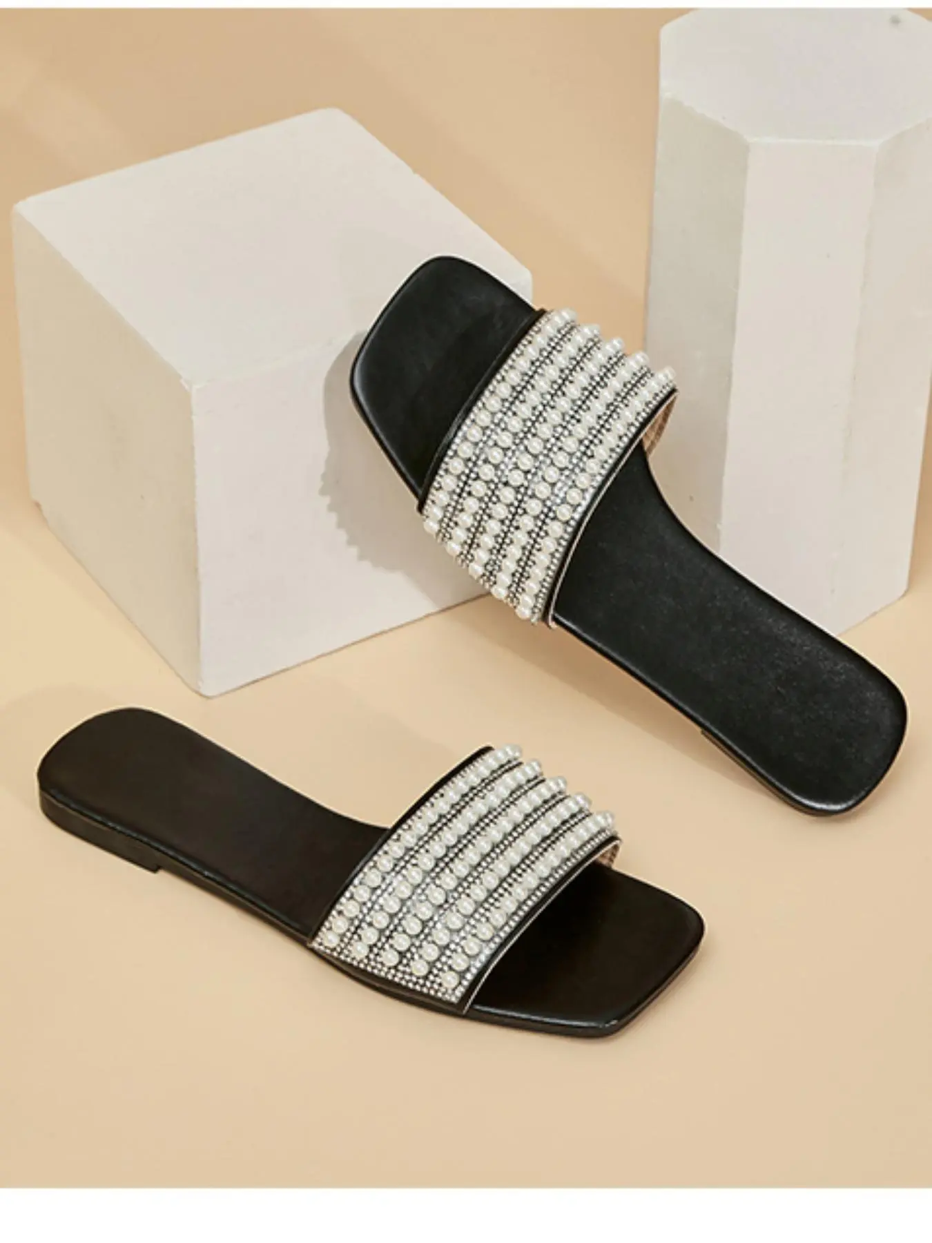 Women's Fashionable Plain Color Slide Sandals, Casual Comfortable Flat Sandals for Beach, Home, and Everyday Wear, Stylish Flat Flip Flops for Women, Walking Shoes