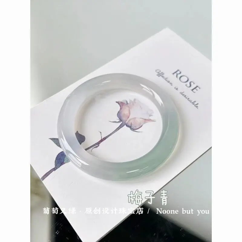 Vòng Tay Chalcedony Mã Não Xanh, Loại Băng Tự Nhiên, Màu Xanh Lá Cây Gradient, Đồ Trang Sức Ngọc Bích Trong Suốt, Quà Tặng