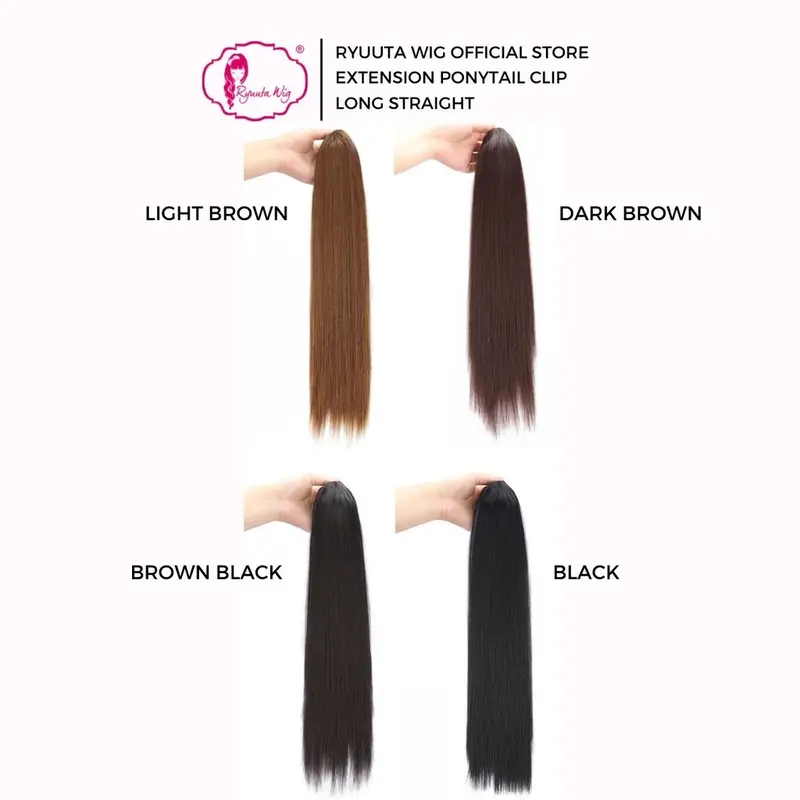 Ryuuta Wig Extension Ponytail Jepit Lurus Panjang Hitam Coklat PTC 45 cm 55 cm 65 cm 3