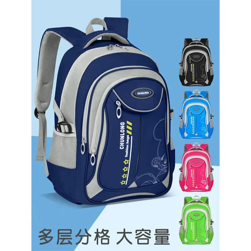 Beg Sekolah Pelajar Sekolah Rendah dan Menengah, Untuk Lelaki, Satu atau Dua Gred 4-6, Kapasiti Besar, Perlindungan Tulang Belakang, Penyahmampatan, Sangat Ringan, Beg Galas Kanak-kanak