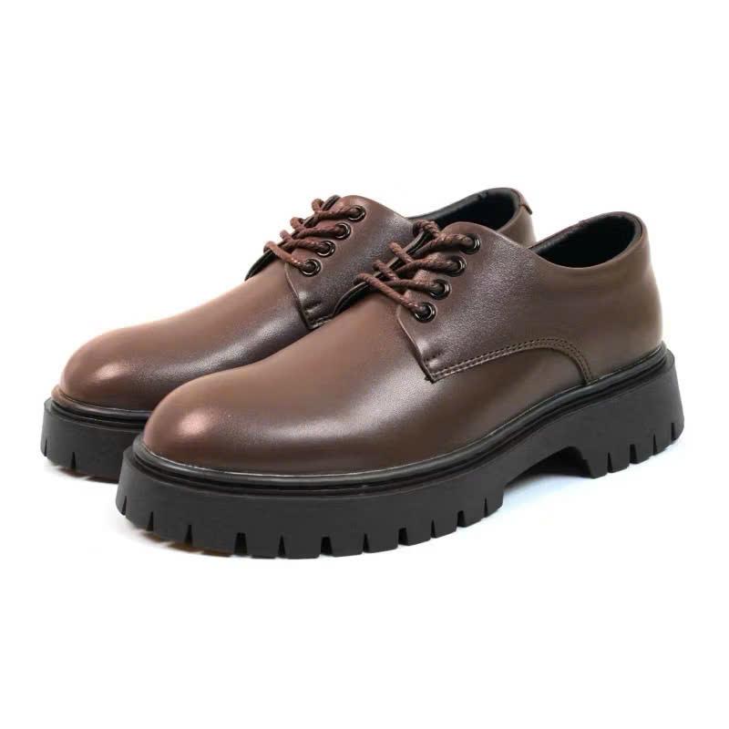 (Bản nâng cấp) Giầy đốc nam đế cao 5cm màu nâu khâu viền cao cấp Đế Bằng GiàY Cao Su