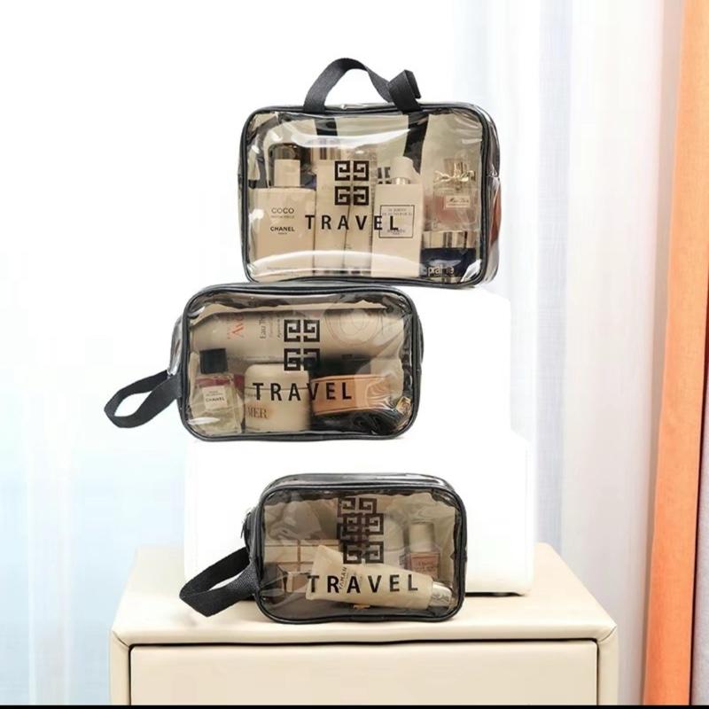 Set 3 túi trong suốt đựng đồ, mỹ phẩm, túi du lịch chống thấm nước có tay xách 6