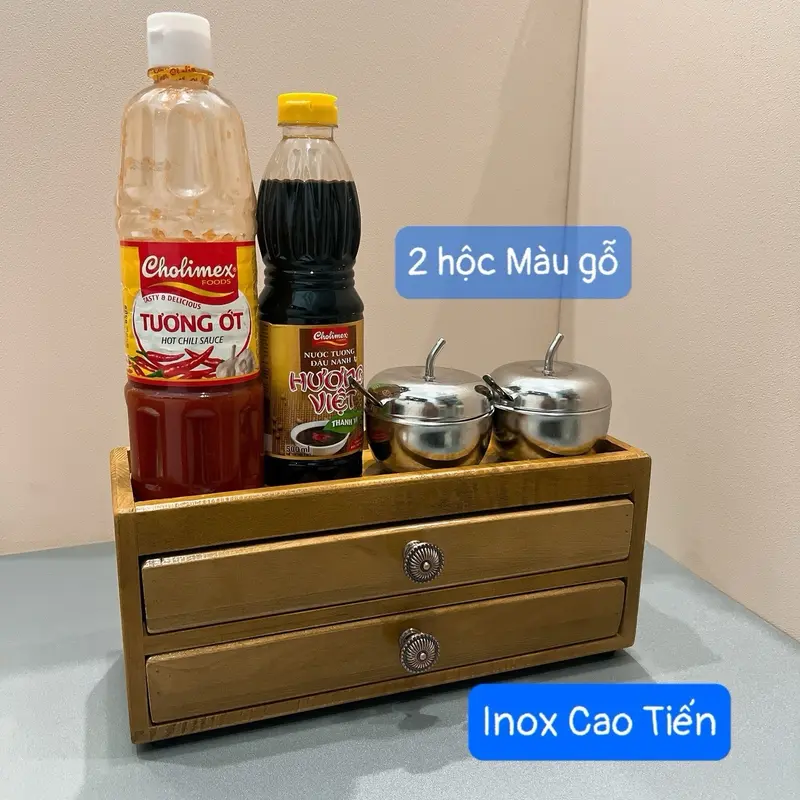 Hộp gỗ đựng đũa muỗng 1 ngăn & 2 ngăn 1