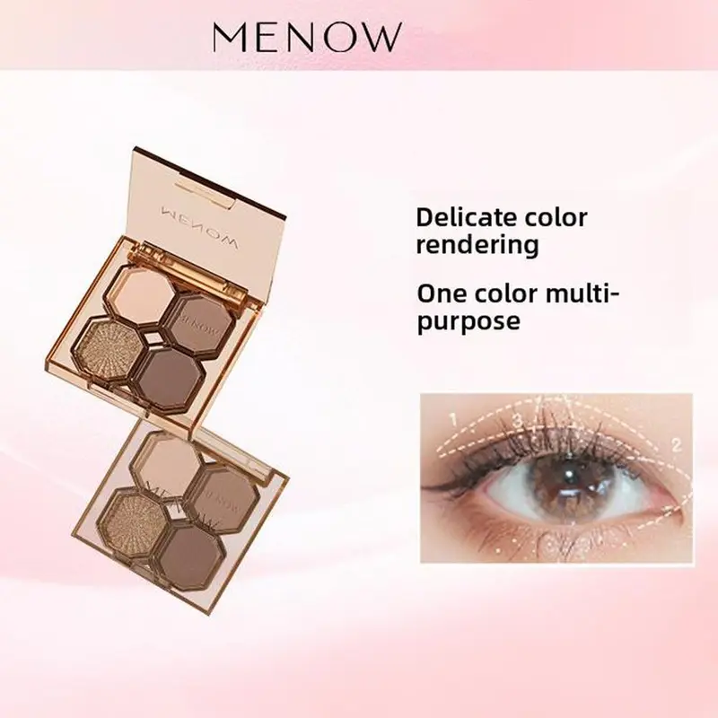 Bảng Phấn Mắt, MENOW, Bốn Màu, Màu Đất, Phát Triển Màu Tinh Tế Lớp Hoàn Thiện Lì Và Lung Linh, Thích Hợp Cho Người Mới, Đĩa Phấn Mắt 1