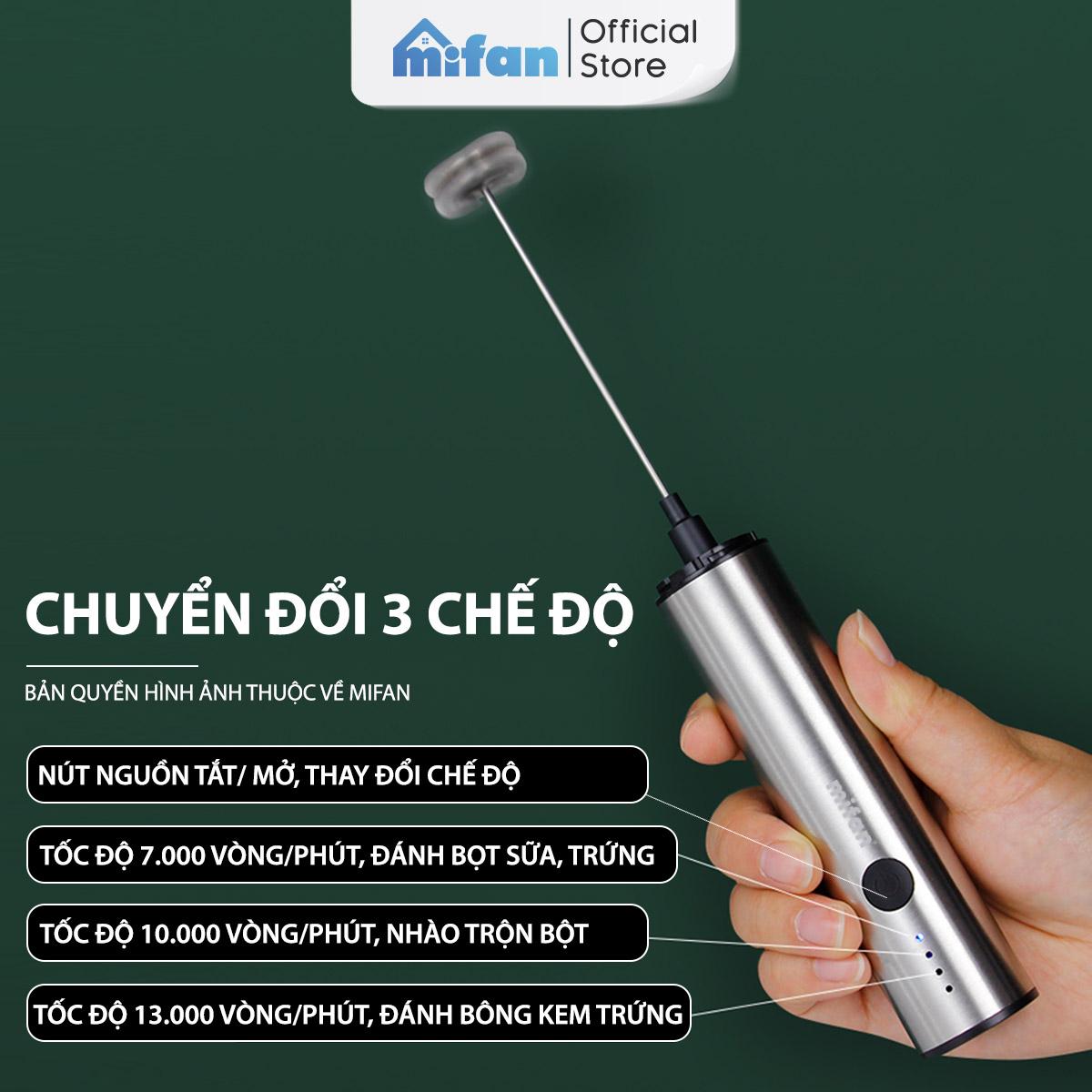 Máy Đánh Bọt Cà Phê Microfoam Mifan MF1501G - 3 Đầu Đa Năng, Thép không gỉ, Đế sạc USB tiện lợi - Hàng Chính Hãng Máy Đánh Bọt Cà Phê Microfoam Mifan MF1501G - 3 Đầu Đa Năng, Thép không gỉ, Đế sạc USB tiện lợi - Hàng Chính Hãng