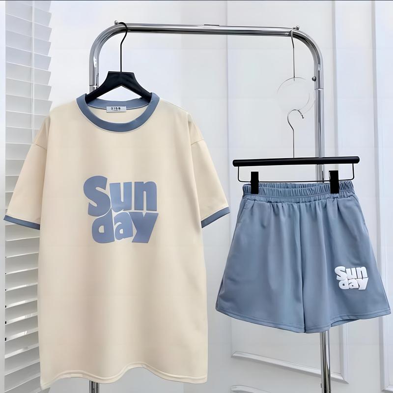 Đồ Bộ Đùi Nữ Cotton Kèm Áo Form Rộng In Hình Dễ thương Women Top Kem B4 4