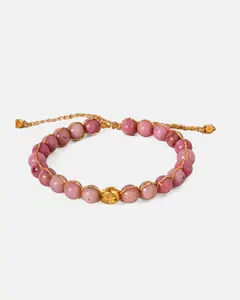 Rhodonite Australia 6mm Bracelet Tali Gold Batu semi mulia Intan Permata Asli | Gemstones Bracelet for Women Aesthetic Samapura Auspicious