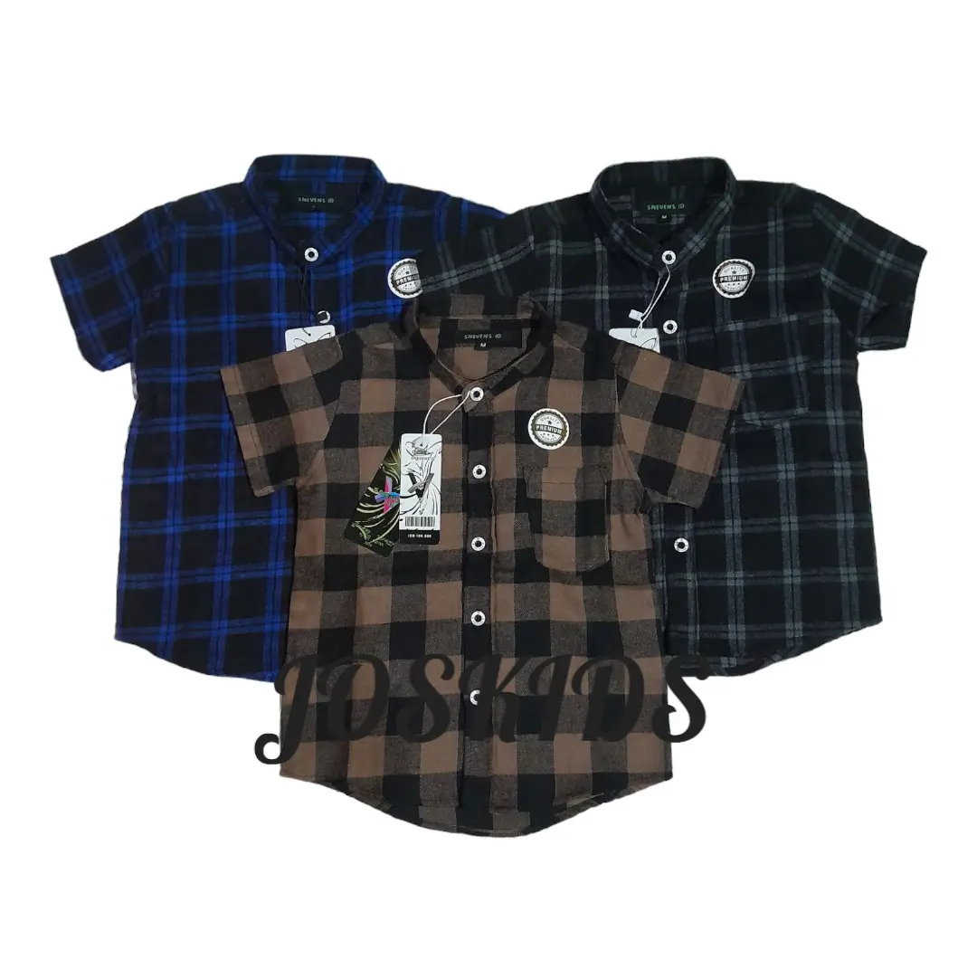 Kemeja Flanel Anak Laki-Laki Lengan Pendek Premium