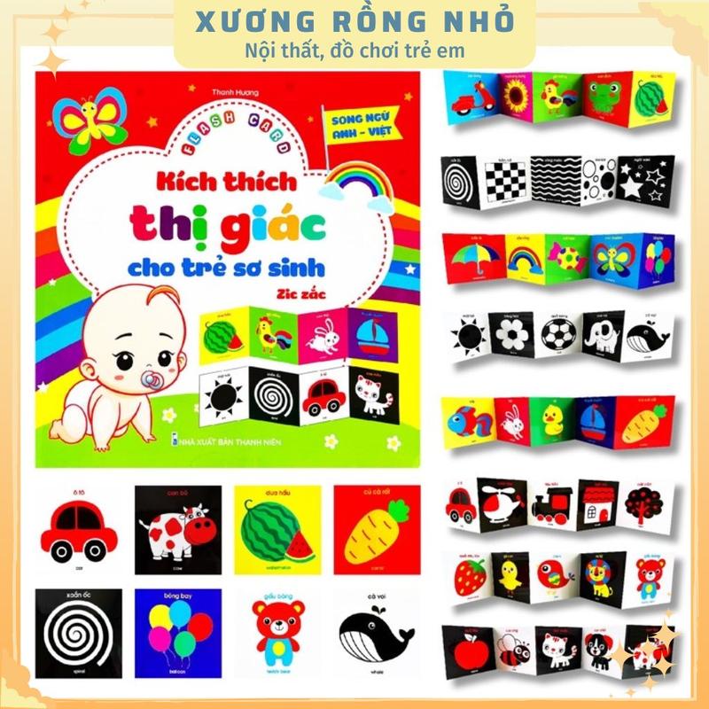 Trọn bộ Flash Card Kích Thích Thị Giác - Zíc Zắc Cho Bé 0-1 Tuổi, Thẻ In 2 Mặt tổng 40 tranh Đồ Chơi