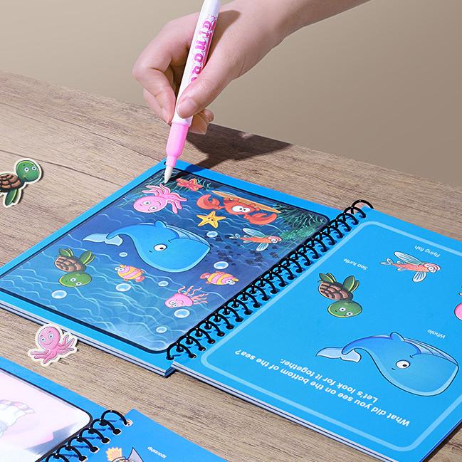 Product Introduction of Tiktok recommendation Water Book, children's educational toys, magic water painting, magic pen, reusable, graffiti painting and coloring art, early education, English education, gift 6