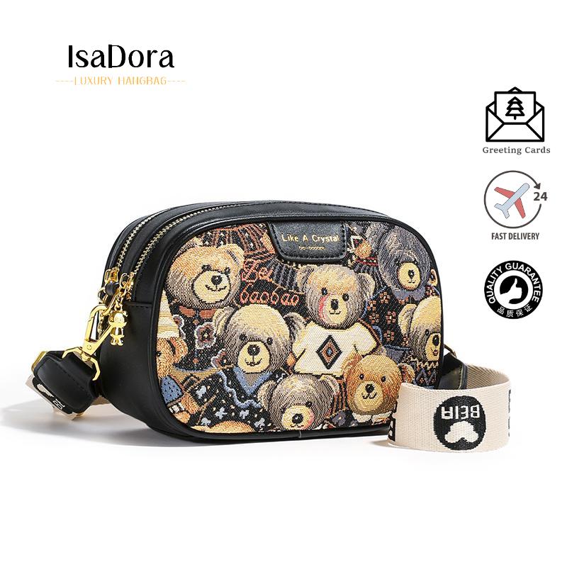 Double-Layer Small Round Bag for Women - Street Style Trendy Canvas Bag, Casual and Versatile Shoulder and Crossbody Bag 1