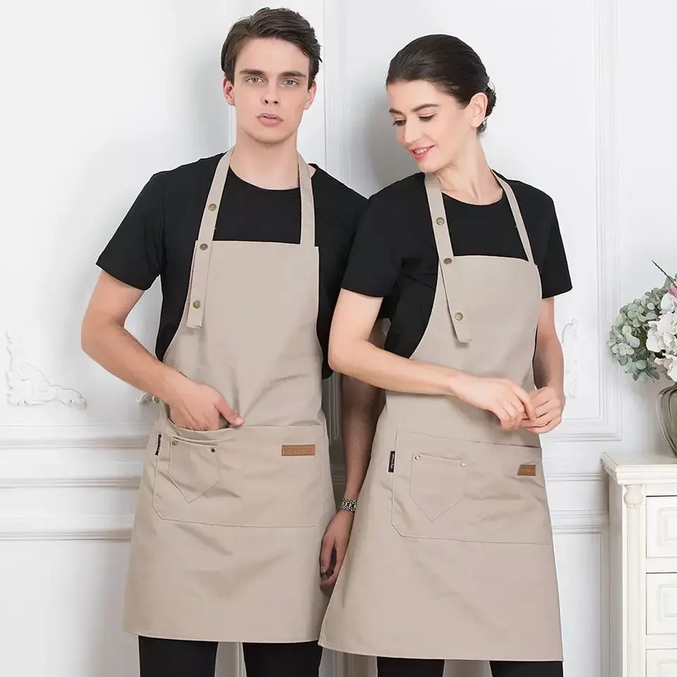 Apron Masak Celemek masak Drill Korean Style Celemek Custom Masak Original Handmade Unisex Pria Wanita