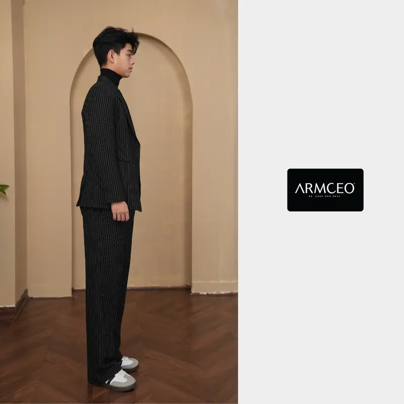 [COMBO] Set blazer kẻ sọc ARMCEO quần suông rộng hack chiều cao 5-7cm, chất liệu cotton spandex -SB02 3